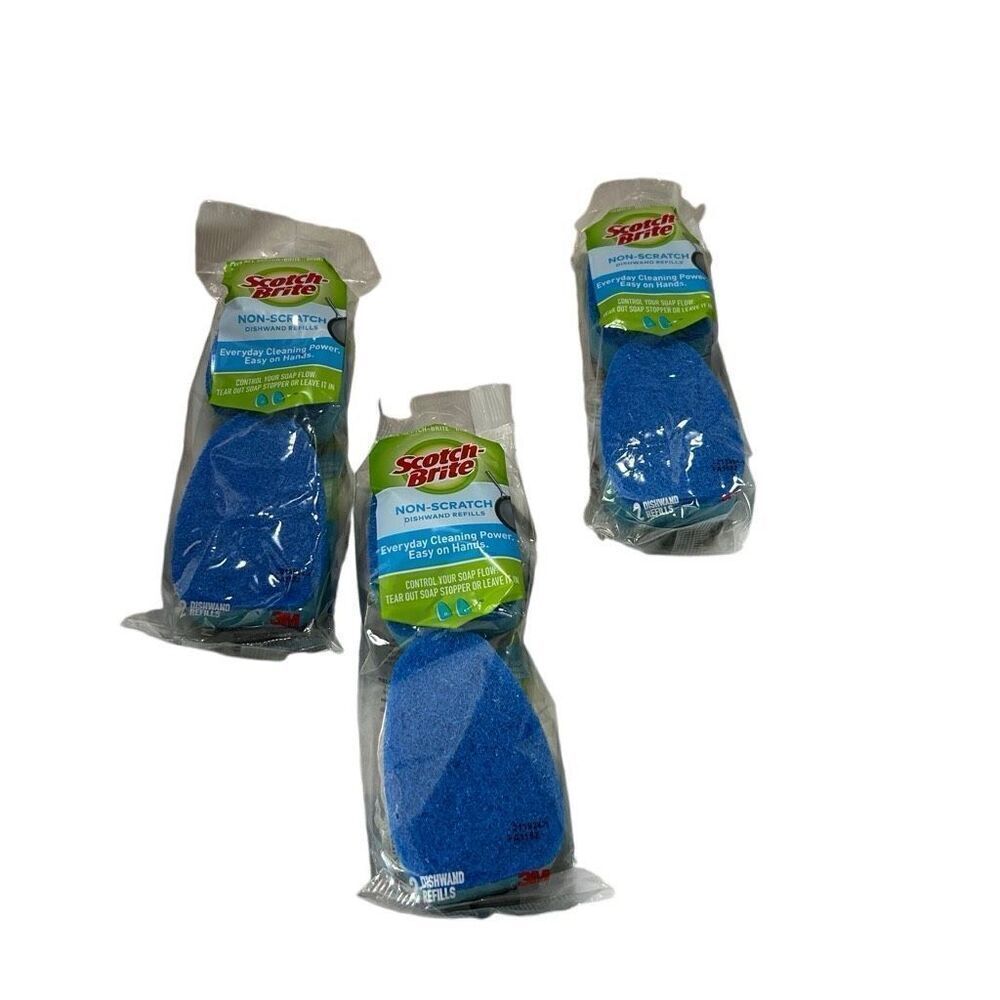 3M Scotch Brite Non-Scratch Dishwand Refill Scrubber Sponges 6 Count